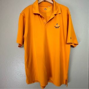 UNDER ARMOR Polo Shirt Mens Orange Saratoga National Golf Club Size L